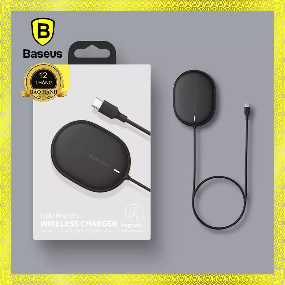 Đế sạc nhanh không dây có nam châm Baseus Light Magnetic Wireless Charger dùng cho iPhone 12/11/XS Max và Android (15W,Magnetic, Wireless Quick Charger)