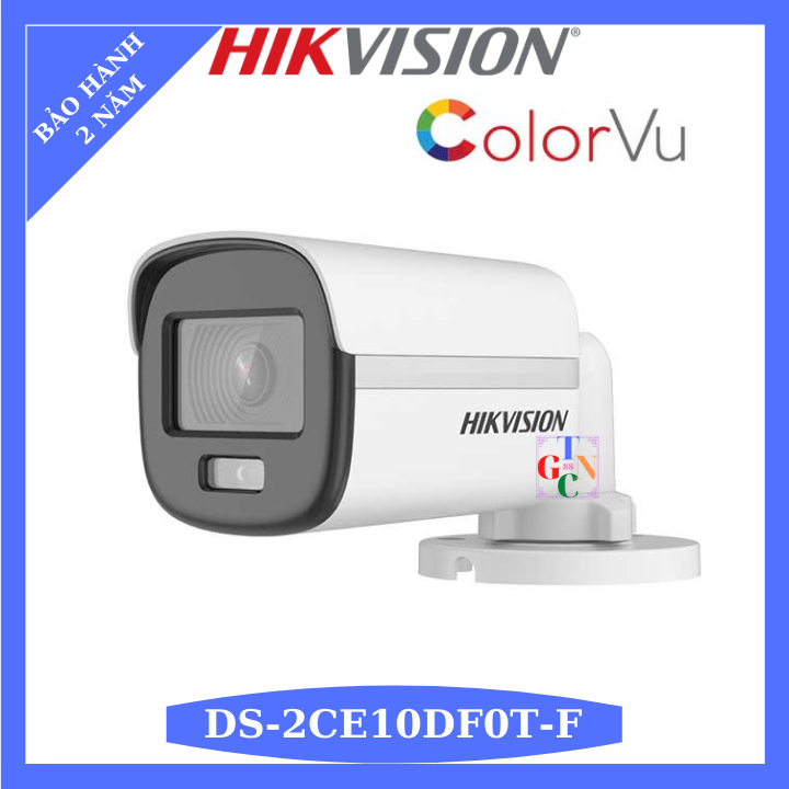 Camera hdtvi ngoài trời 2.0mp hikvision ds-2ce10df0t-f đêm có màu - hàng chính hãng