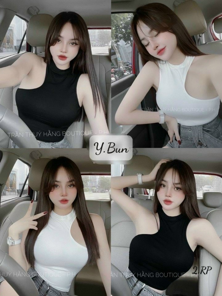 Áo cổ lọ khoét ngực UA426, Áo kiểu nữ sát nách ôm body cổ cao phong cách cá tính