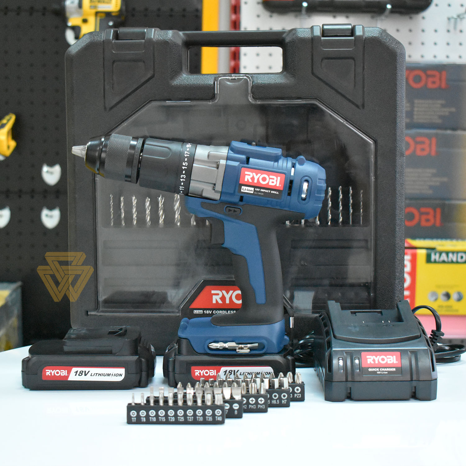 Bộ máy khoan búa động lực pin 18v ryobi cli-1802k