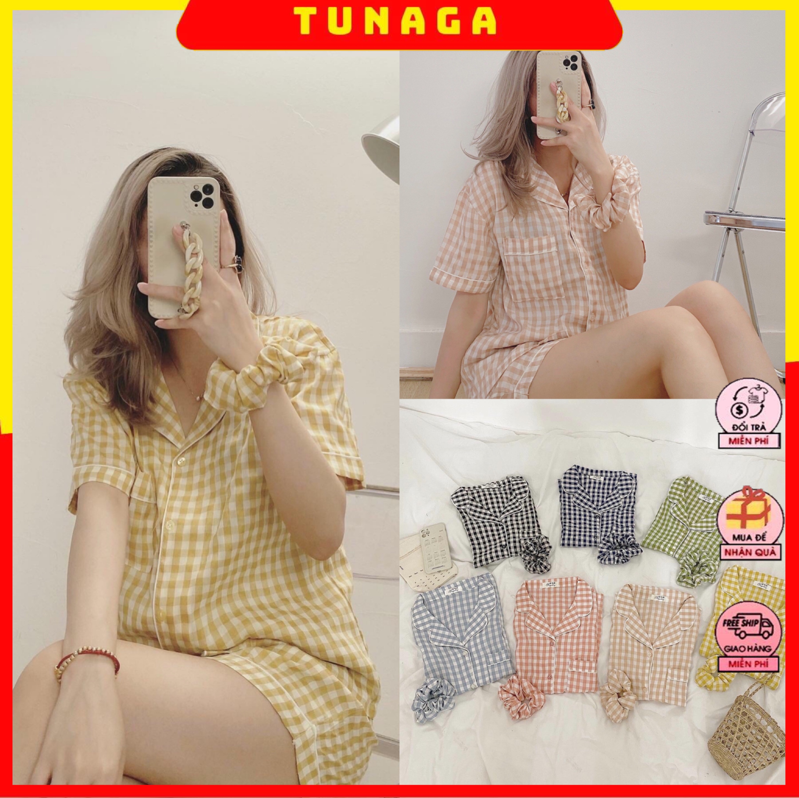Bộ mặc nhà pyjama, bộ đồ thô đũi nhiều màu mặc đi chơi hay ở nhà đều xinh