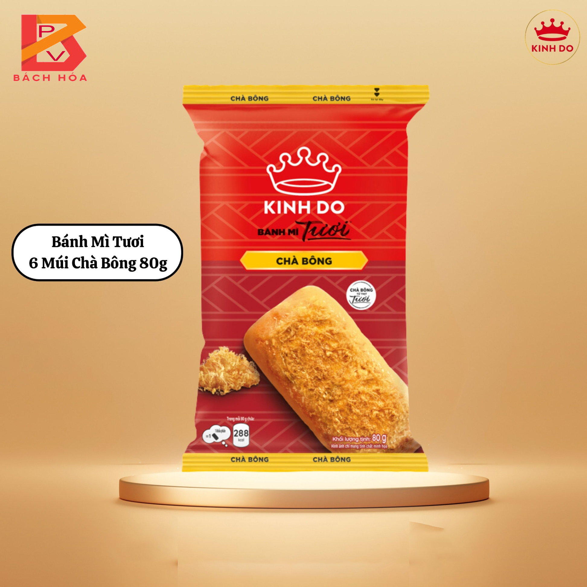 Combo 05 Bánh mì tươi Kinh Đô 6 múi chà bông 80g