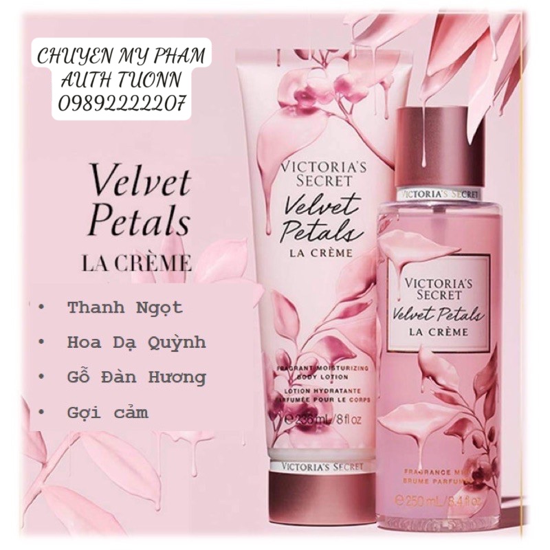 Set Dưỡng Thể Nước Hoa và Xịt Thơm Toàn Thân Victoria's Secret mùi Pure Seduction La Creme Full Size