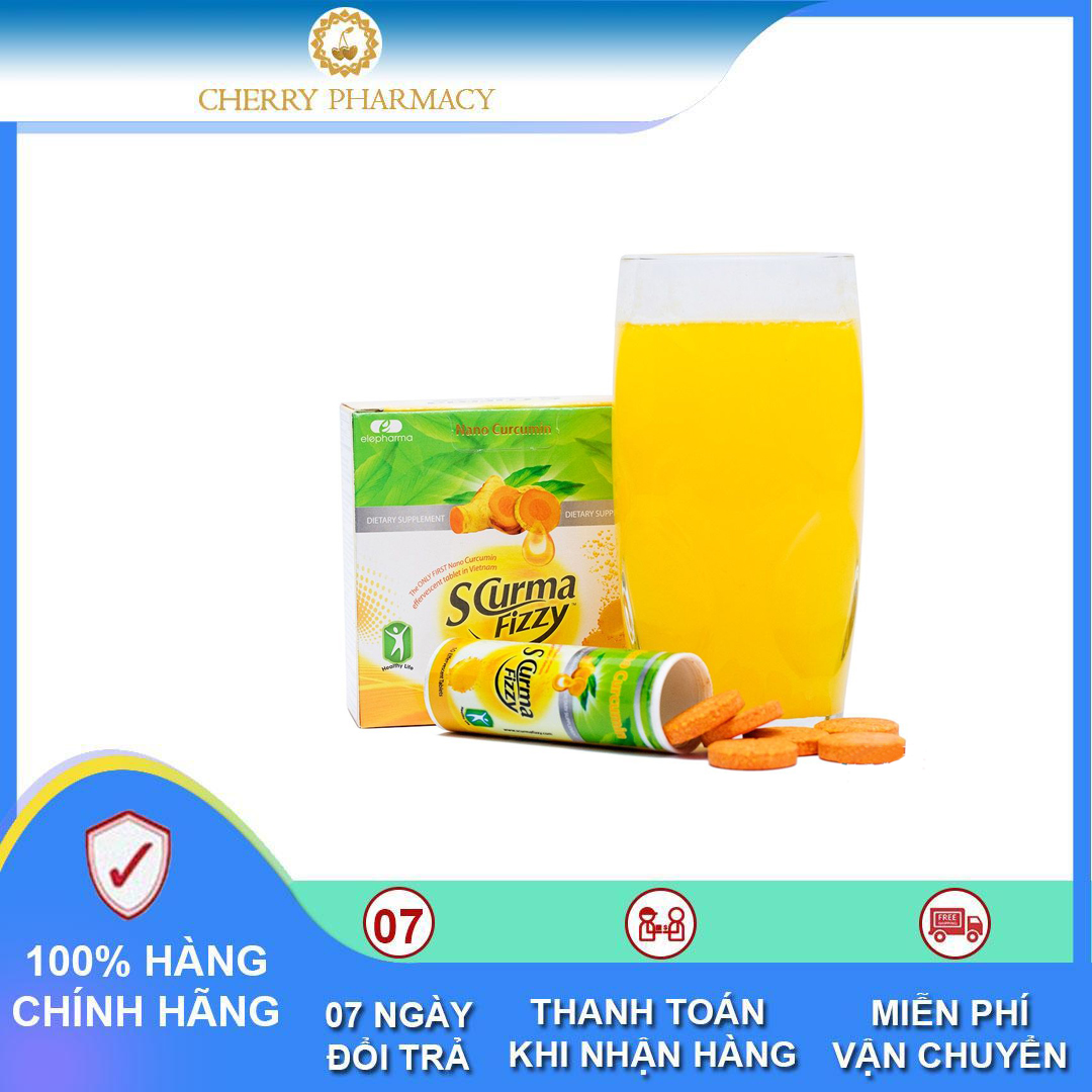 [HCM]Viên sủi Nano Curcumin Scurma Fizzy (Hộp 20 viên) hỗ trợ viêm loét dạ dày tá tràng