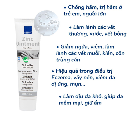 [HCM]Kem chống hăm Abena -Hiệu quả Làm lành và ngăn ngừa chứng hăm tã ở trẻ em.Giảm sưng tấy ngứa đỏ vết muỗi côn trùng cắnViêm da khô da kích ứngMụn trứng cá