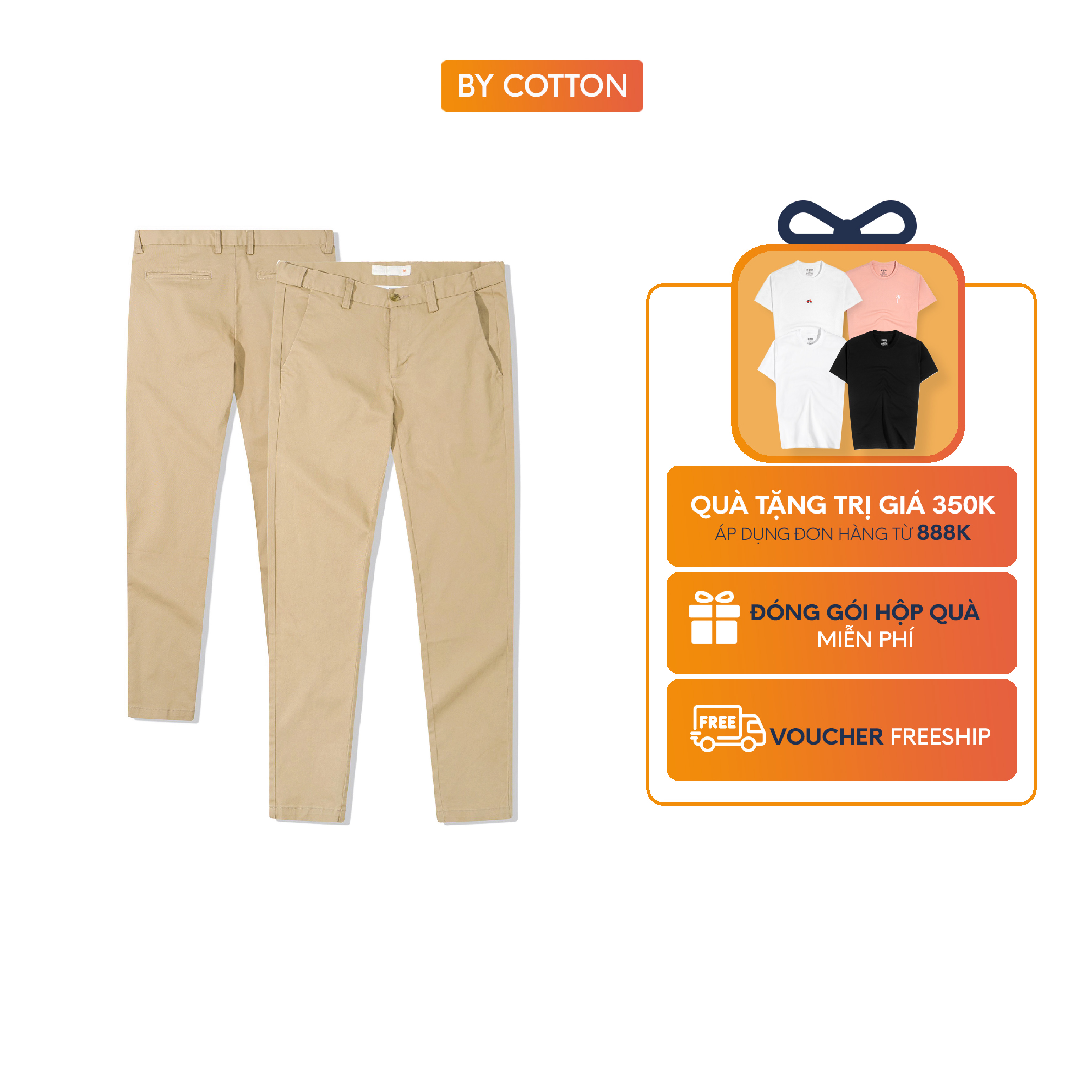 Quần kaki dài nam cao cấp beige kaki chinos 2.0 by cotton