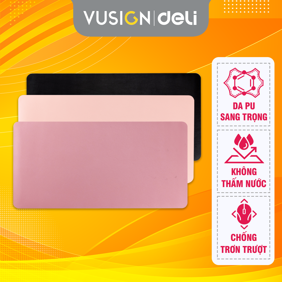  Tấm Lót Chuột 2 Mặt Cỡ Lớn Deli: Chất Liệu Da Cao Cấp Chống Nước Siêu Bền Thiết Kế Màu Sắc Đơn Giản Chống Trầy Xước và Trượt Kích Thước 70x35 và 60x30 cm Hoàn Hảo Cho Mọi Không Gian Làm Việc và Giải Trí 