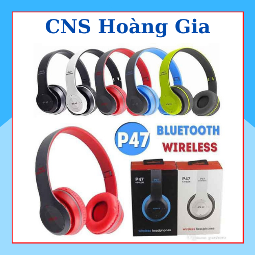 Tai bluetooth không dây nghe chụp tai p47, có khe cắm thẻ nhớ tf - p47