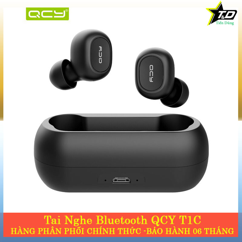 Tai nghe bluetooth QCY T1C kiểu tai nghe thể thao kết nối không dây- Tai nghe QCY T1 có đốc sạc kèm