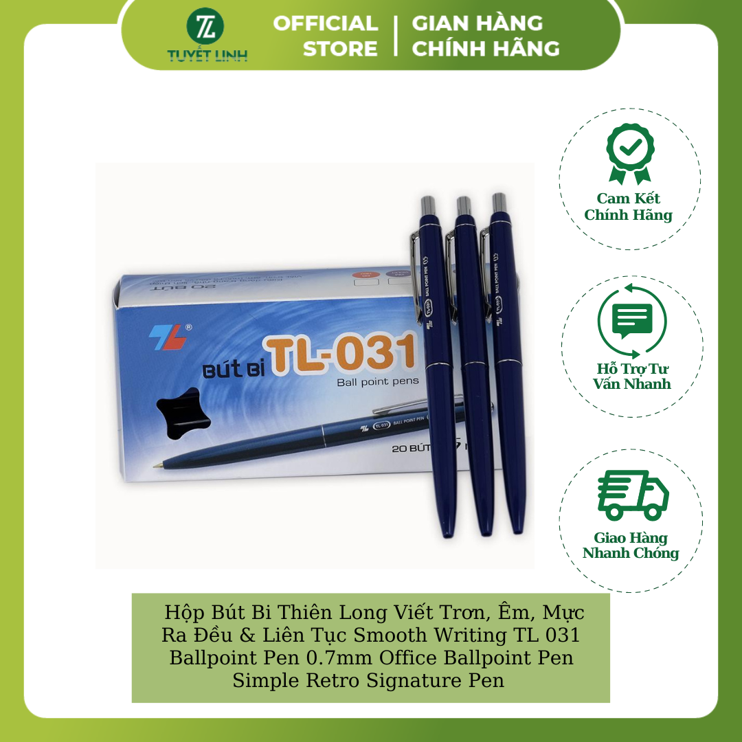 Hộp bút bi thiên long viết trơn, êm, mực ra đều & liên tục smooth writing tl 031 ballpoint pen 0.7mm office ballpoint pen simple retro signature pen