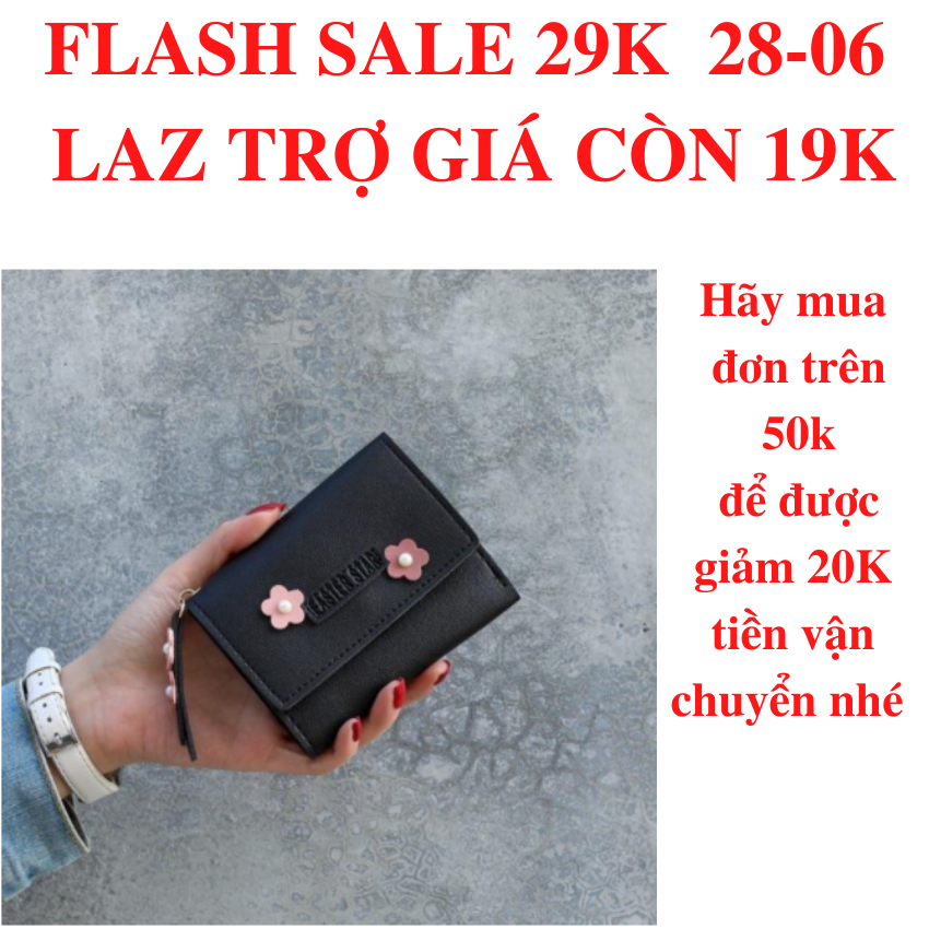 FREESHIP MAX Ví nữ FLOWER cao cấp cầm tay đẹp nhỏ gọn bỏ túi đựng DR8090