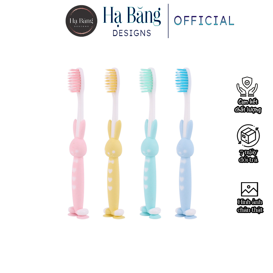 Bàn chải đánh răng cho bé trai bé gái hình gấu thỏ ngộ nghĩnh set 4 chiếc Hạ Băng Designs