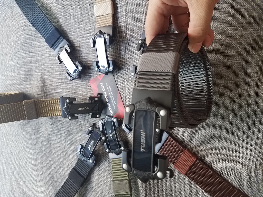 Dây nịt nam vải dù canvas nylon belt phong cách lịch lãm dày dặn cứng cáp 4mm buckle hợp kim sơn đen khóa tự động