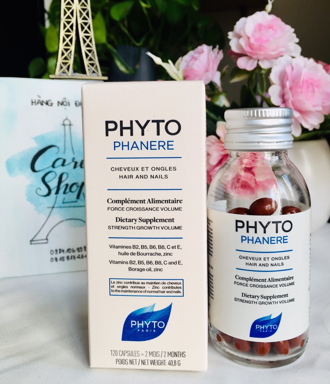 [Bill Pháp] Viên uống hỗ trợ mọc tóc Phyto Phanere (Phytophanere), dưỡng móng - hàng nội địa Pháp