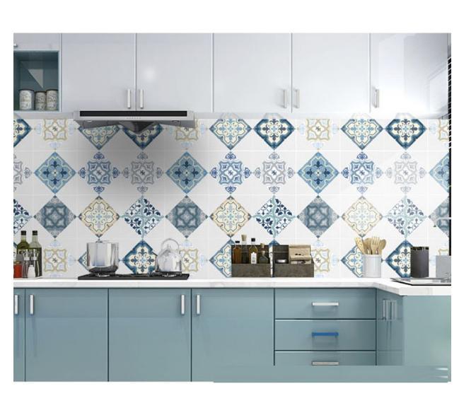 5 Mét Decal Dán Bếp Khổ 60cm Rộng Tráng Nhôm Chịu Nhiệt Có Keo - CHÂU ÂU XANH DƯƠNG