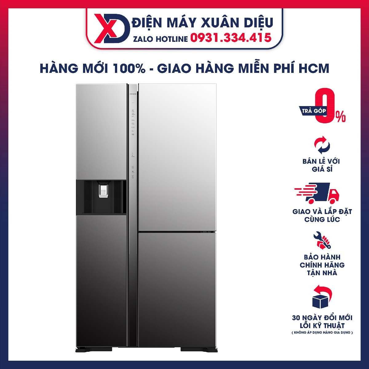 Tủ lạnh Hitachi Inverter 569 lít R-MY800GVGV0 Hệ thống quạt kép làm lạnh độc lập tiết kiệm điện Bộ lọc Triple Power giúp loại bỏ các chất gây mùi và diệt khuẩn đến 99% - giao hàng miễn phí HCM