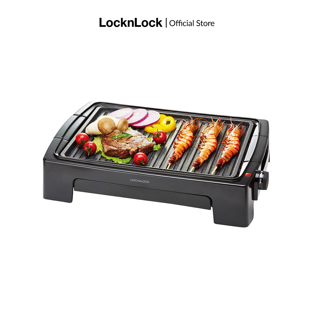 EJG221 - Bếp nướng điện Lock&Lock - Mặt bếp đá trang nhã chống dính thoát dầu - 5 mức nhiệt linh hoạt - Bề mặt tháo rời dễ dàng chùi rửa