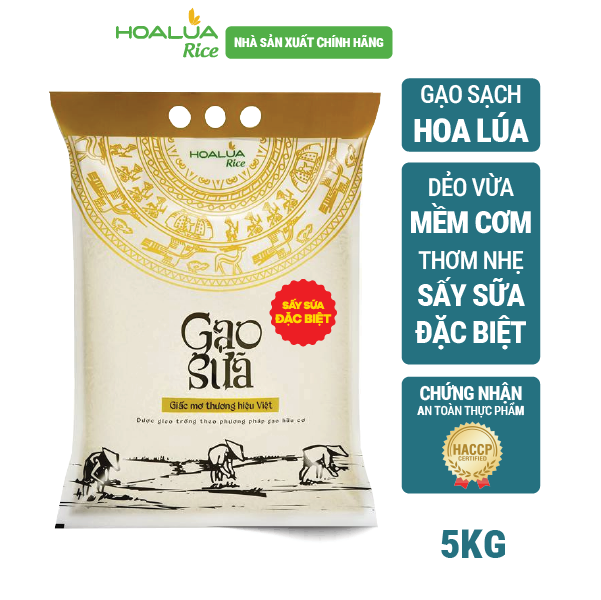 Gạo Sấy Sữa Đặc Biệt - Túi 5kg - Dẻo ít, nở xốp, mềm cơm (Sản phẩm mới)