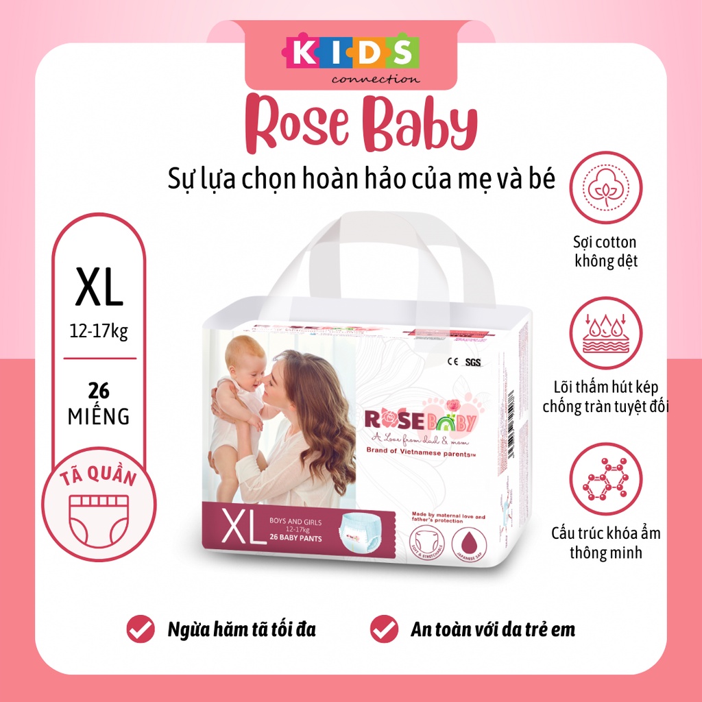 Bỉm tã quần ROSE BABY size XL (26 miếng)