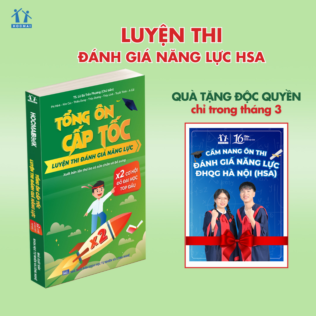 Sách Tổng ôn cấp tốc luyện thi Đánh giá năng lực - Bản 2024 dành cho lớp 12 - 2K6 luyện thi ĐGNL Hà Nội - HOCMAI