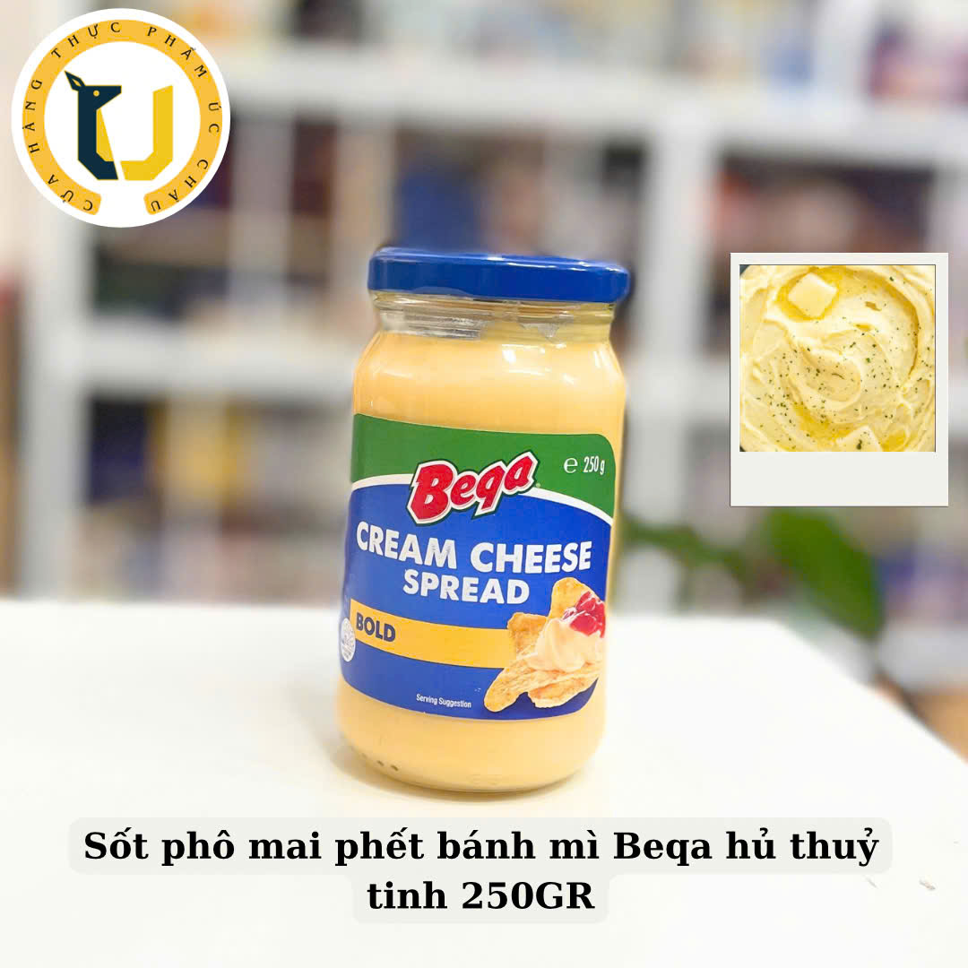 (HÀNG ÚC) Phô mai phết bánh mì sánh mịn đậm vị phô mai BEGA Cream Cheese Spread BOLD hủ thuỷ tinh 250GR