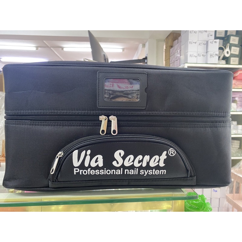 Cốp vải 3 tầng đựng đồ nail, mi Via Secret chính hãng - Kitty Nails Supply