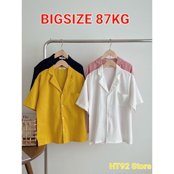 Áo sơ mi cổ vest vintage kiểu hàn quốc, nhiều màu, chất đũi mát mẻ, dễ phối đồ_ bigsize 95kg