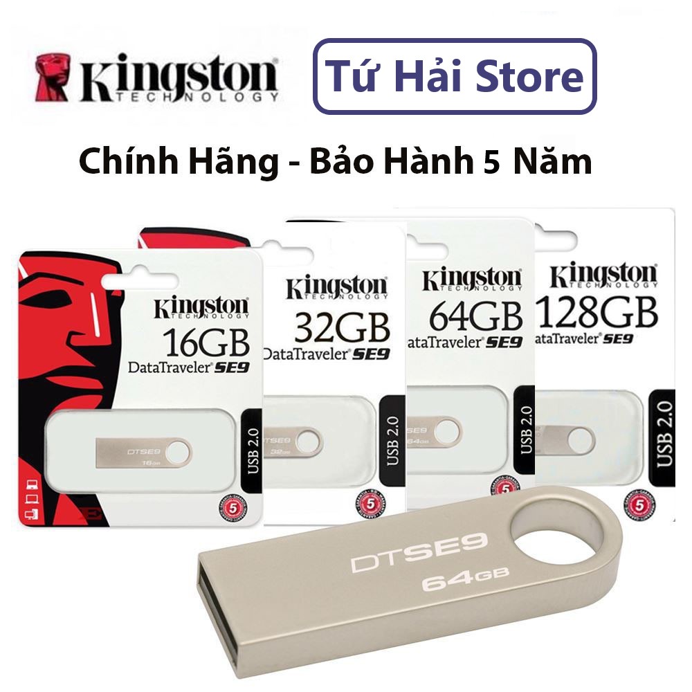(BH 5 Năm) USB Kingston SE9 Chính Hãng 128Gb/32Gb/16Gb/8Gb/4Gb - USB 2.0, chống nước , lỗi bảo hành đổi mới - TuHaiStore