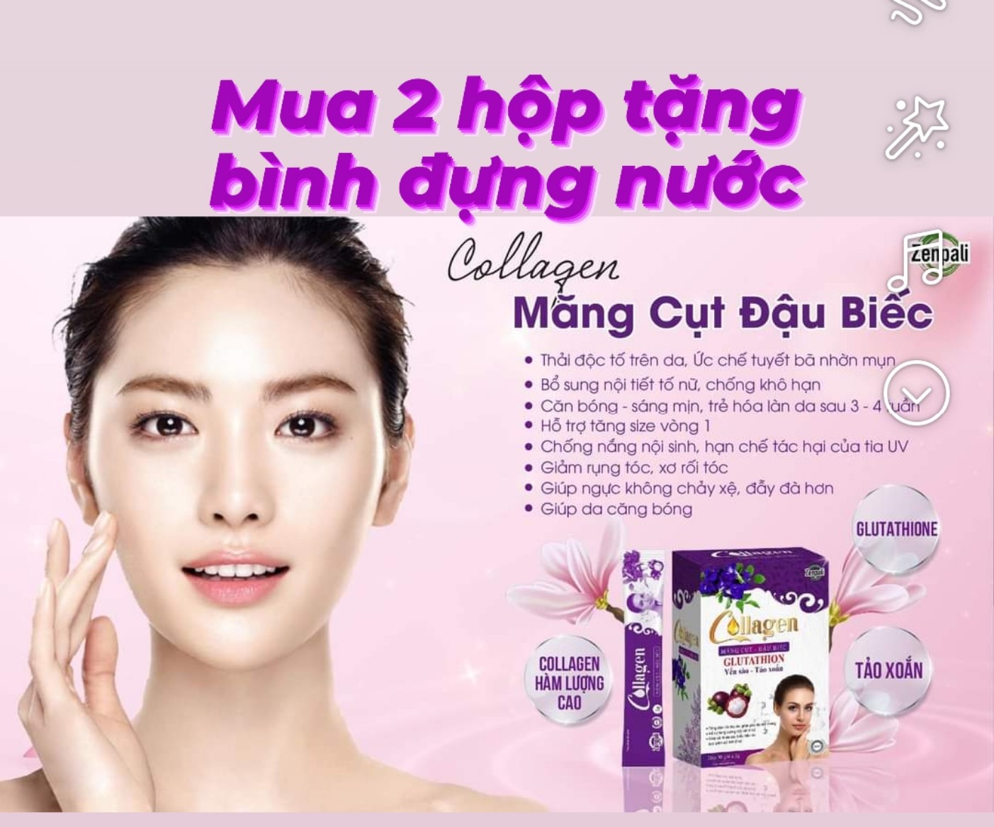 Combo 2 hộp Collagen măng cụt đậu biếc zenpali