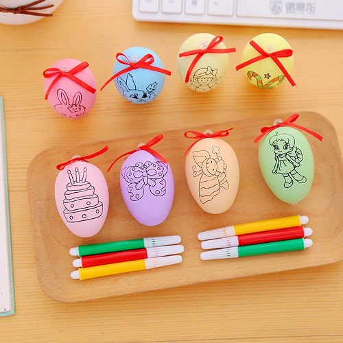 Combo 2 quả trứng tô màu kèm bút màu cho bé