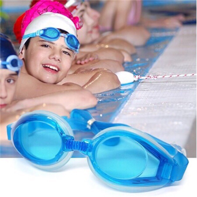 Kính bơi trẻ em bảo vệ mắt dưới 15 tuổi chống mờ tặng hộp Kèm bịt tai
