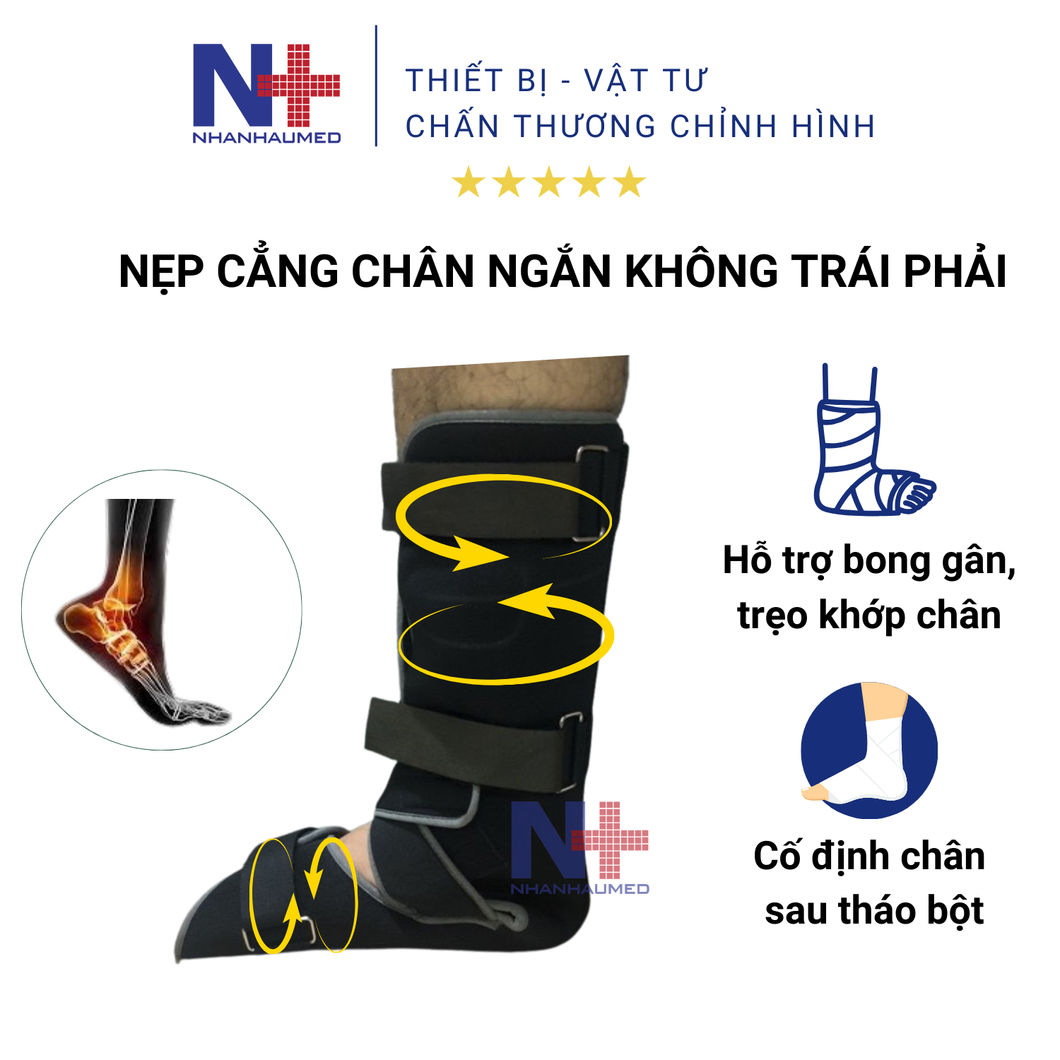 Nẹp Chân Cố Định Bàn Chân Cổ Chân - Nẹp Cẳng Chân Y Tế Dùng Khi Chấn Thương, Sau Tháo Bột
