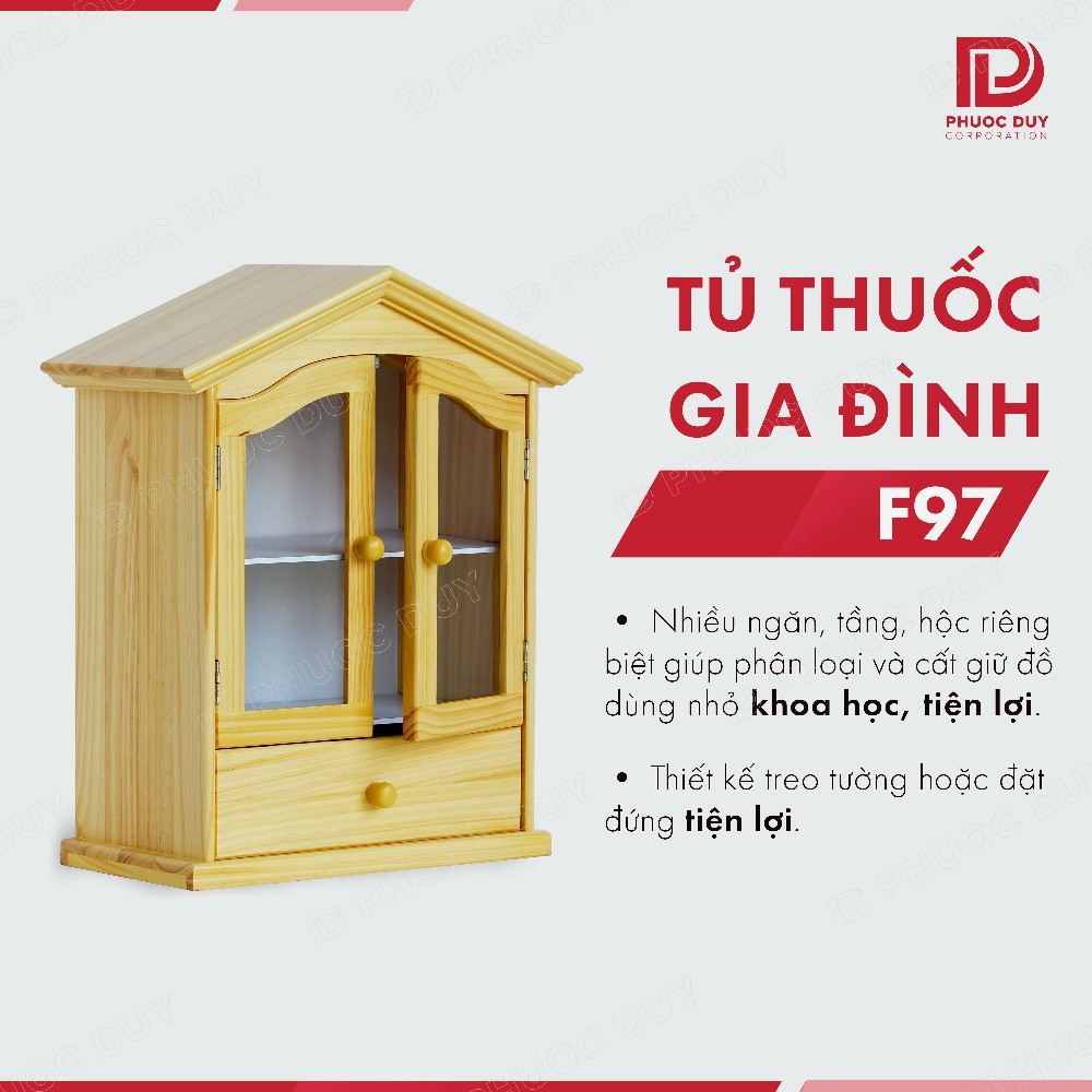 Tủ thuốc - Tủ y tế gia đình gỗ tự nhiên F97