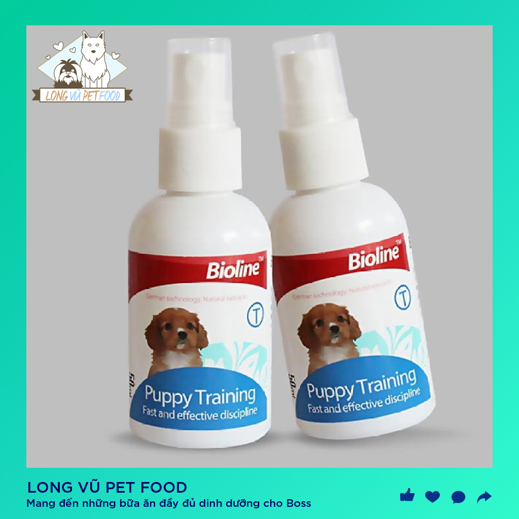Xịt hướng dẫn vệ sinh đúng chỗ cho thú cưng BIOLINE 50ml - Xịt vệ sinh huấn luyện chó đi vệ sinh đúng chỗ- Long Vũ Pet Food