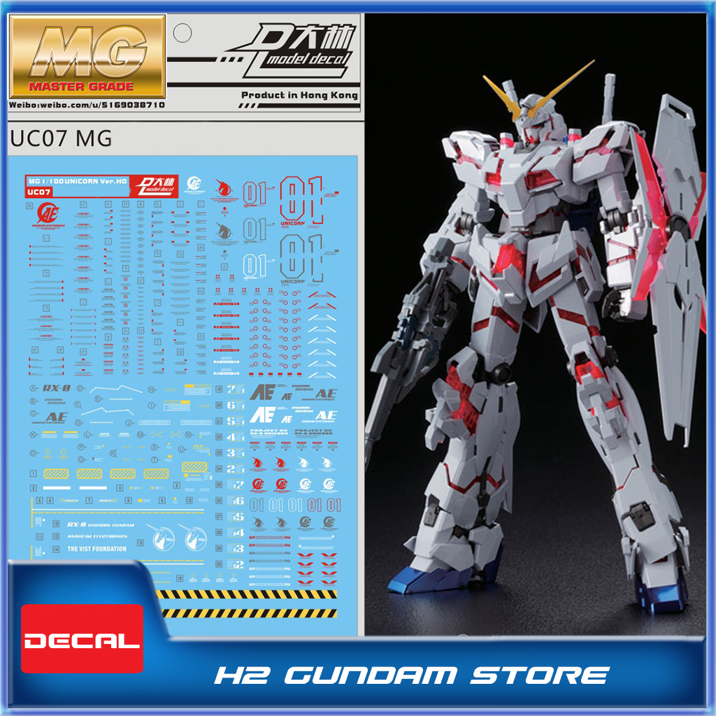 Decal nước cho mô hình MG 1/100 Unicorn Gundam