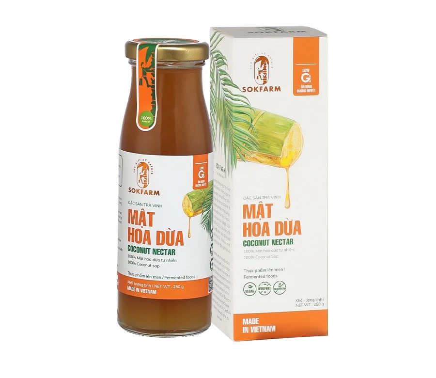 Mật hoa dừa cô đặc sokfarm 250g - leaf organic hcm