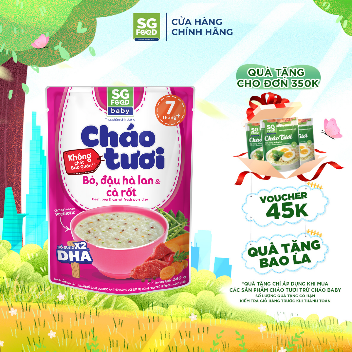 Cháo Tươi Baby Sài Gòn Food Bò, Đậu Hà Lan 240G