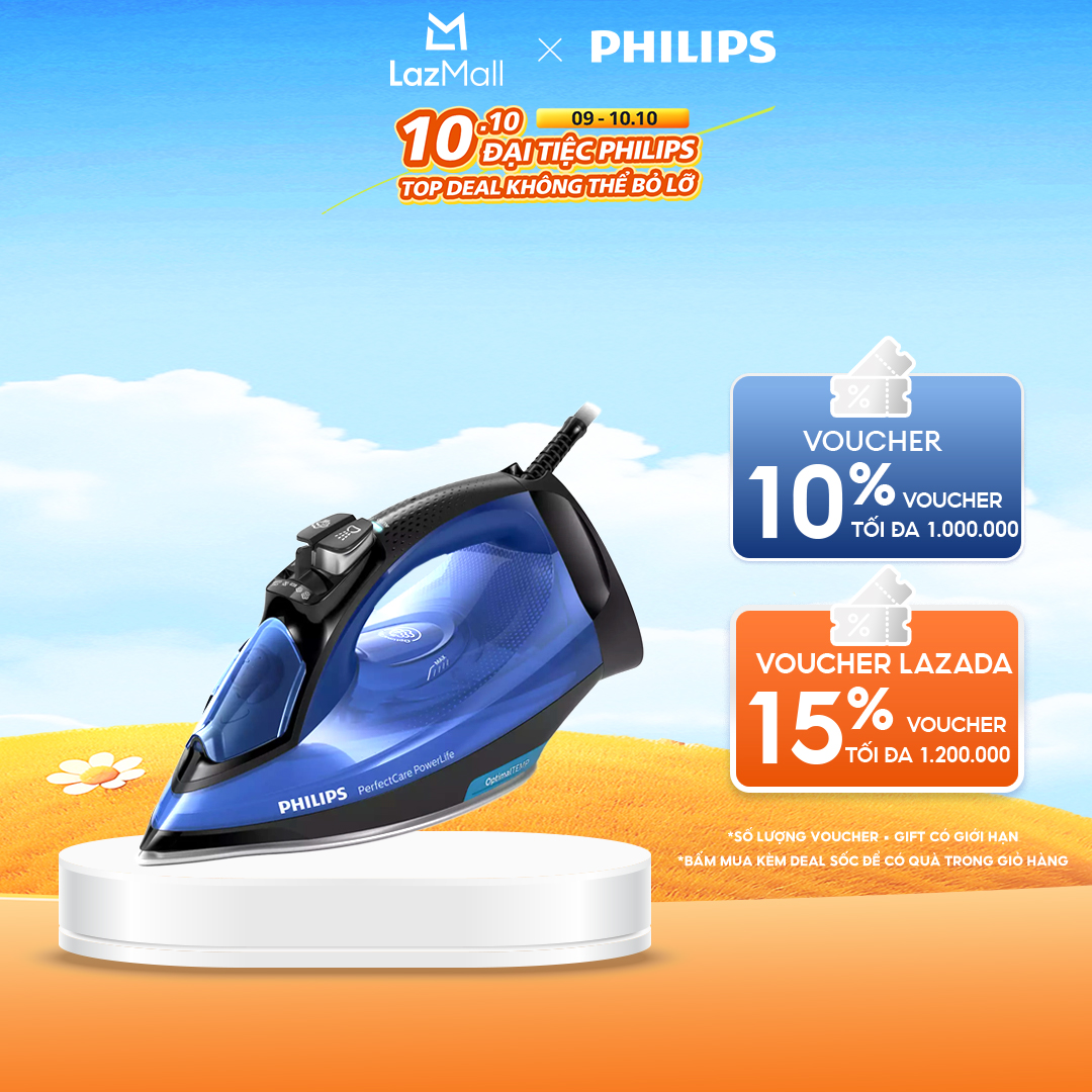 Bàn Ủi Hơi Nước Nằm Philips GC3920/20 2200- 2500W-Công Nghệ Optimaltemp, Không Cần Điều Chỉnh Nhiệt Độ - Hàng Phân Phối Chính Hãng - Bảo Hành 24 Tháng