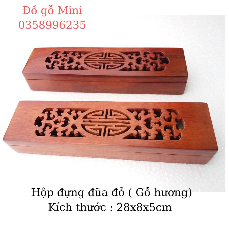 Hộp đựng đũa ăn,đũa bày bàn thờ cúng gia tiên gỗ hương màu đỏ