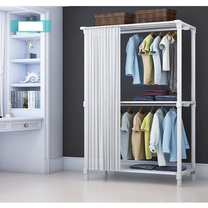 Khung treo quần áo rèm kéo 80cm 1 tầng - Giá treo quần áo thông minh RE0506