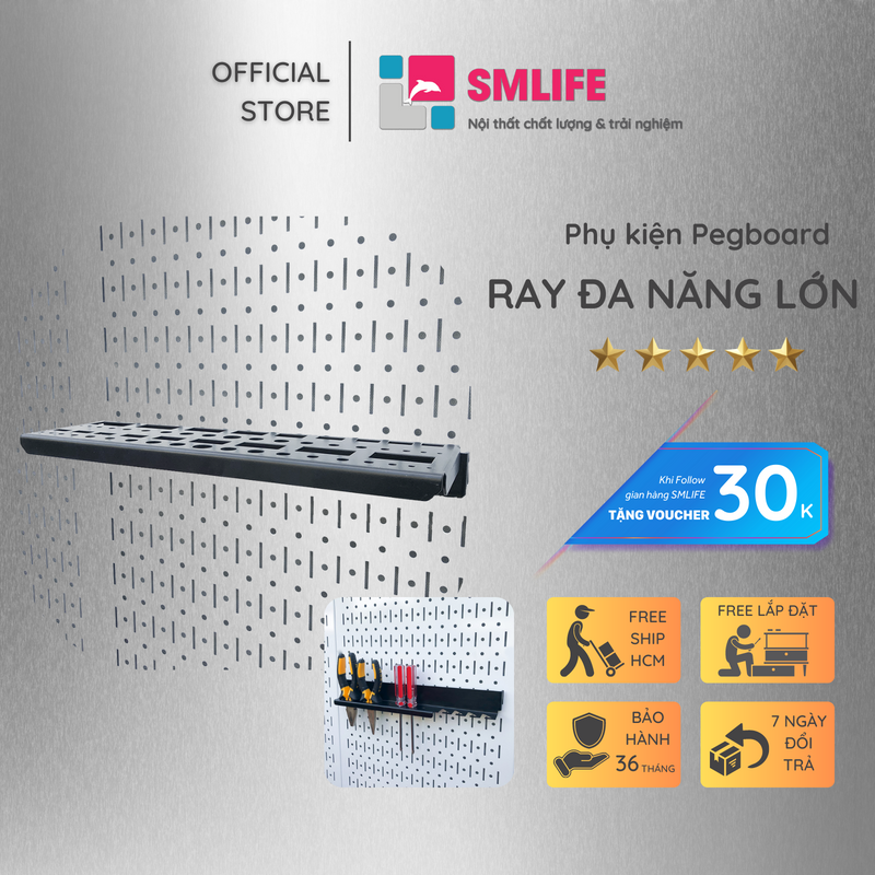 Ray dụng cụ đa năng lớn Pegboard - Phụ kiện móc treo dụng cụ Pegboard