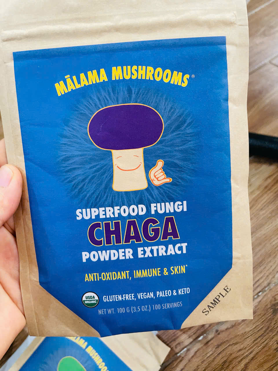 Bột chiết xuất nấm Chaga,hỗ trợ hệ miễn dịch, sức khỏe làn da và giảm mệt mỏi 100g,Malama Mushrooms