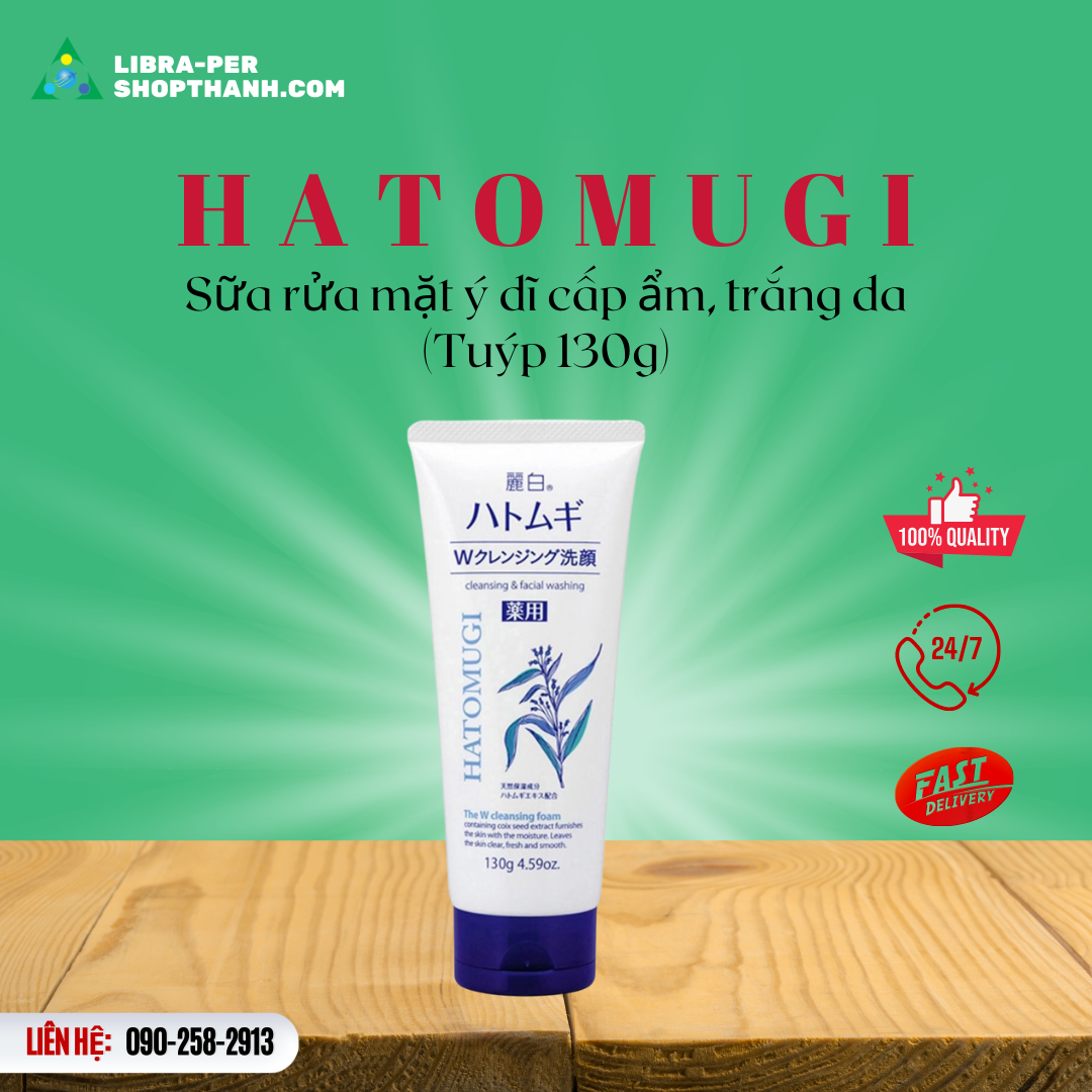 Sữa rửa mặt trắng da ý dĩ hatomugi naturie nhật bản 130g