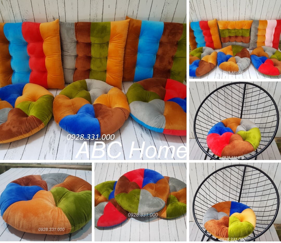 Nệm lót ngồi bệt, nệm ngồi ghế Vải Nhung Mix màu 42x42cm