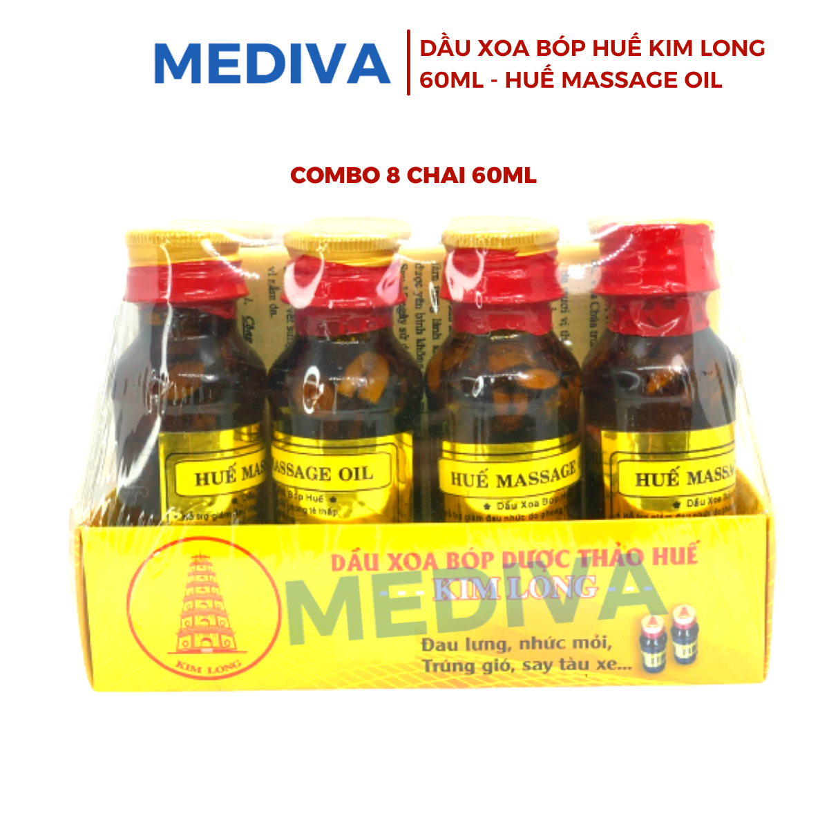 Dầu xoa bóp Huế - Huế massage oil 60ml- combo 8 chai
