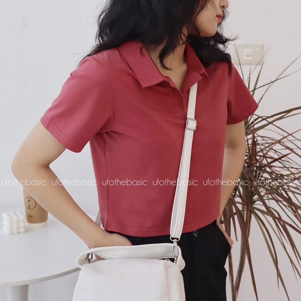 [Nhập LAZLOOK99 GIẢM 100K/500K] Áo croptop có cổ - Polo Croppie - freesize vải Premium Cotton cao cấp co dãn mềm mại - ufo.thebasic