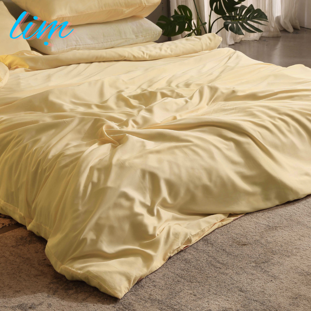Bộ chăn ga gối 3 món sợi tre p home cao cấp xuất mỹ vàng kem yellow