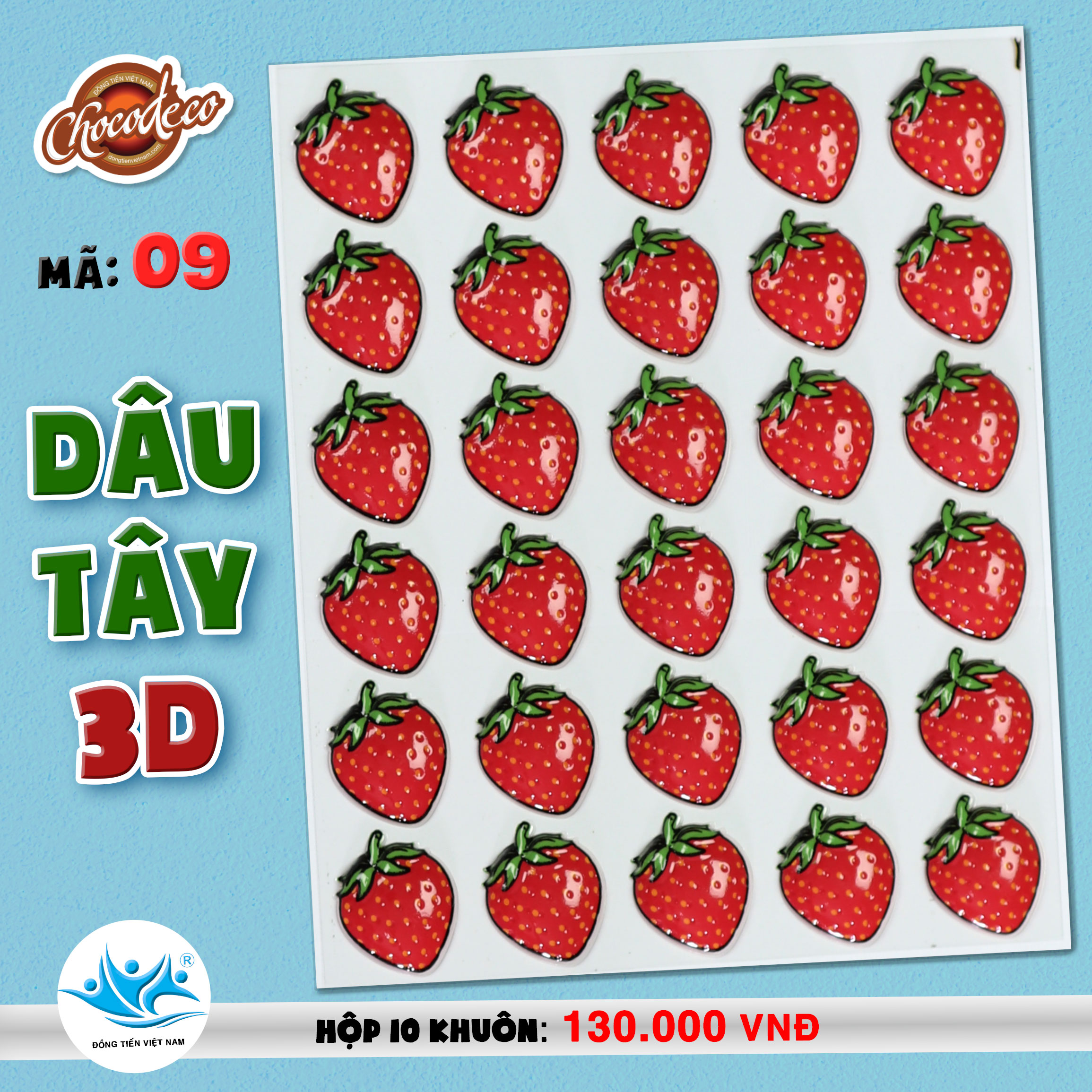 Khuôn CHOCO DECOR 09 Quả Dâu nhỏ -khuôn socola trang trí bánh kem- Đồng Tiến Việt Nam