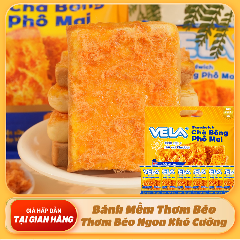 VELA sandwich chà bông phô mai | Bánh mềm thơm, chà bông đậm vị, ăn liền tiện lợi