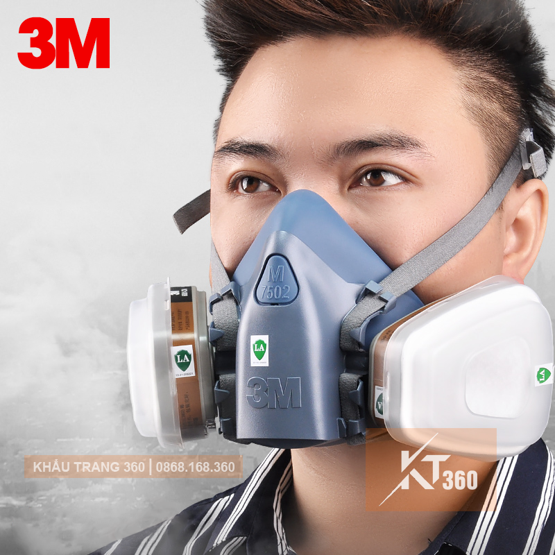 Mặt nạ phòng độc 3m 7502. mặt nạ phun thuốc trừ sâu, phun sơn, chống khí độc.